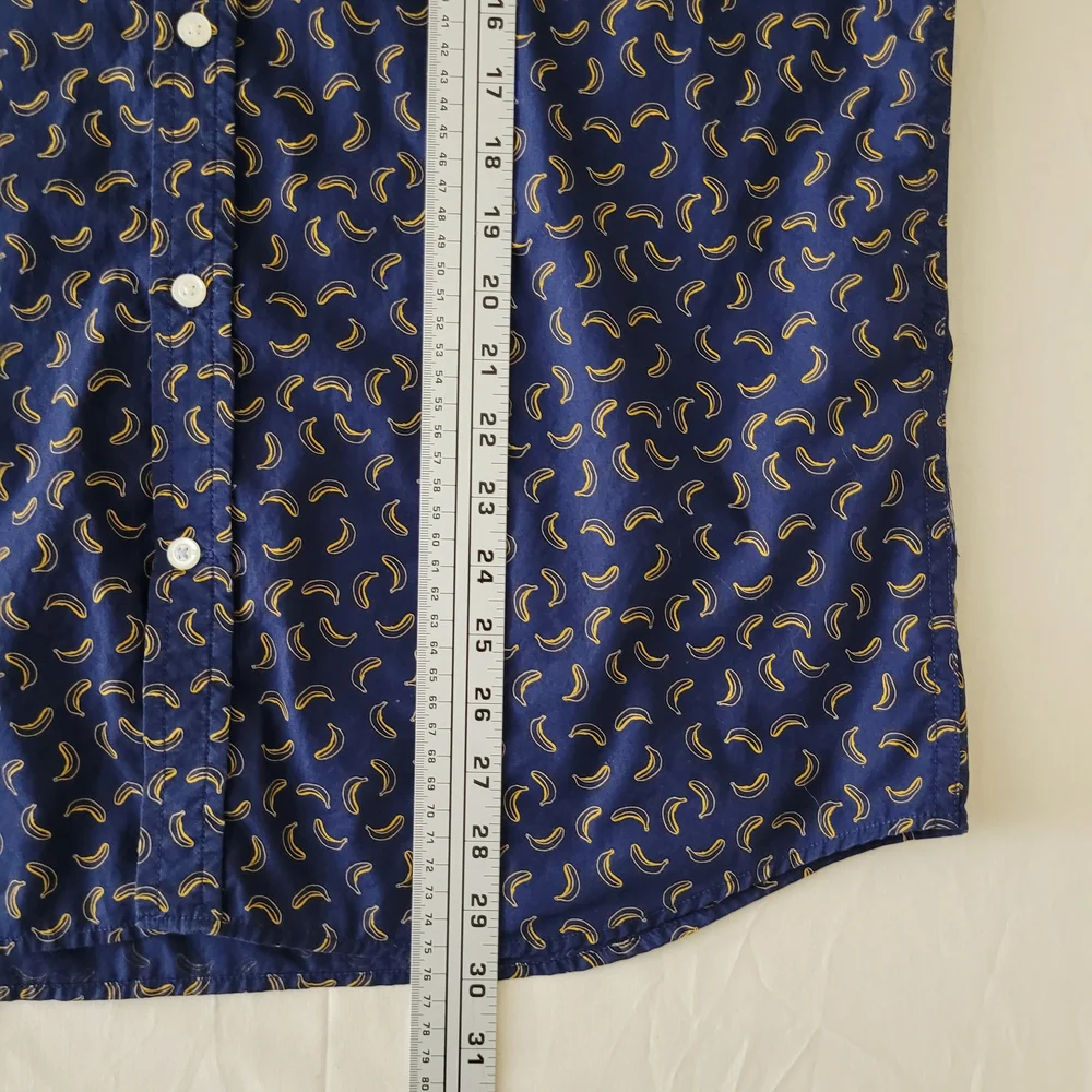 Banana Republic Mens L Luxe Poplin‎ Slim Fit Fruit Graphic Shirt Preppy Casual